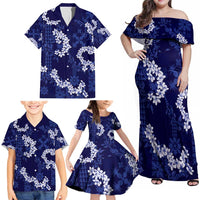 Mokihana Maile and Ilima Leis Family Matching Off Shoulder Maxi Dress and Hawaiian Shirt Uliuli Hawaiian Tapa Quilt Pattern LT9 - Polynesian Pride