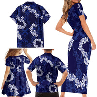 Mokihana Maile and Ilima Leis Family Matching Short Sleeve Bodycon Dress and Hawaiian Shirt Uliuli Hawaiian Tapa Quilt Pattern LT9 - Polynesian Pride