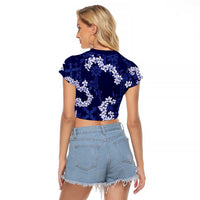 Mokihana Maile and Ilima Leis Raglan Cropped T Shirt Uliuli Hawaiian Tapa Quilt Pattern - Polynesian Pride