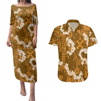 Mokihana Maile and Ilima Leis Couples Matching Puletasi and Hawaiian Shirt Alani Hawaiian Tapa Quilt Pattern LT9 Gold - Polynesian Pride