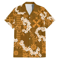 Mokihana Maile and Ilima Leis Family Matching Mermaid Dress and Hawaiian Shirt Alani Hawaiian Tapa Quilt Pattern LT9 Dad's Shirt - Short Sleeve Gold - Polynesian Pride