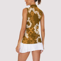Mokihana Maile and Ilima Leis Women Sleeveless Polo Shirt Alani Hawaiian Tapa Quilt Pattern LT9 - Polynesian Pride