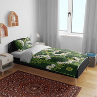 Mokihana Maile and Ilima Leis Bedding Set Omaʻomaʻo Hawaiian Tapa Quilt Pattern - Polynesian Pride