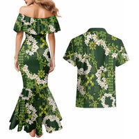 Mokihana Maile and Ilima Leis Couples Matching Mermaid Dress and Hawaiian Shirt Omaʻomaʻo Hawaiian Tapa Quilt Pattern LT9 - Polynesian Pride