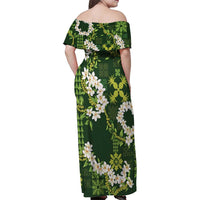 Mokihana Maile and Ilima Leis Family Matching Off Shoulder Maxi Dress and Hawaiian Shirt Omaʻomaʻo Hawaiian Tapa Quilt Pattern LT9 - Polynesian Pride