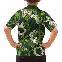 Mokihana Maile and Ilima Leis Family Matching Puletasi and Hawaiian Shirt Omaʻomaʻo Hawaiian Tapa Quilt Pattern LT9 - Polynesian Pride