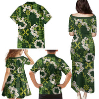 Mokihana Maile and Ilima Leis Family Matching Puletasi and Hawaiian Shirt Omaʻomaʻo Hawaiian Tapa Quilt Pattern LT9 - Polynesian Pride