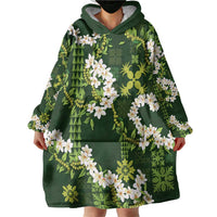 Mokihana Maile and Ilima Leis Wearable Blanket Hoodie Omaʻomaʻo Hawaiian Tapa Quilt Pattern LT9 - Polynesian Pride