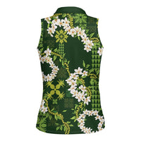 Mokihana Maile and Ilima Leis Women Sleeveless Polo Shirt Omaʻomaʻo Hawaiian Tapa Quilt Pattern LT9 - Polynesian Pride