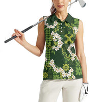Mokihana Maile and Ilima Leis Women Sleeveless Polo Shirt Omaʻomaʻo Hawaiian Tapa Quilt Pattern LT9 - Polynesian Pride
