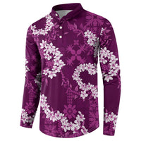 Mokihana Maile and Ilima Leis Button Sweatshirt Akala Hawaiian Tapa Quilt Pattern - Polynesian Pride