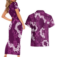Mokihana Maile and Ilima Leis Couples Matching Short Sleeve Bodycon Dress and Hawaiian Shirt Akala Hawaiian Tapa Quilt Pattern LT9 - Polynesian Pride