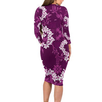 Mokihana Maile and Ilima Leis Family Matching Long Sleeve Bodycon Dress and Hawaiian Shirt Akala Hawaiian Tapa Quilt Pattern LT9 - Polynesian Pride