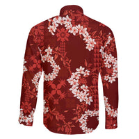 Mokihana Maile and Ilima Leis Family Matching Long Sleeve Bodycon Dress and Hawaiian Shirt Ulaʻula Hawaiian Tapa Quilt Pattern LT9 - Polynesian Pride