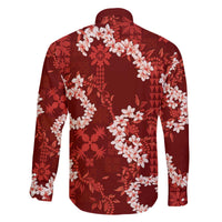 Mokihana Maile and Ilima Leis Family Matching Off The Shoulder Long Sleeve Dress and Hawaiian Shirt Ulaʻula Hawaiian Tapa Quilt Pattern LT9 - Polynesian Pride
