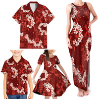 Mokihana Maile and Ilima Leis Family Matching Tank Maxi Dress and Hawaiian Shirt Ulaʻula Hawaiian Tapa Quilt Pattern LT9 - Polynesian Pride