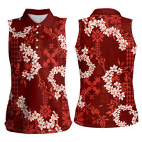 Mokihana Maile and Ilima Leis Women Sleeveless Polo Shirt Ulaʻula Hawaiian Tapa Quilt Pattern LT9 - Polynesian Pride