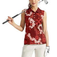 Mokihana Maile and Ilima Leis Women Sleeveless Polo Shirt Ulaʻula Hawaiian Tapa Quilt Pattern LT9 - Polynesian Pride