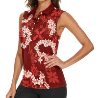 Mokihana Maile and Ilima Leis Women Sleeveless Polo Shirt Ulaʻula Hawaiian Tapa Quilt Pattern LT9 - Polynesian Pride