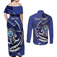 Personalized FSM 1986 Independence Day Couples Matching Off Shoulder Maxi Dress and Long Sleeve Button Shirt Polynesian Shark Tattoo Style LT9 - Polynesian Pride