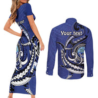 Personalized FSM 1986 Independence Day Couples Matching Short Sleeve Bodycon Dress and Long Sleeve Button Shirt Polynesian Shark Tattoo Style LT9 - Polynesian Pride