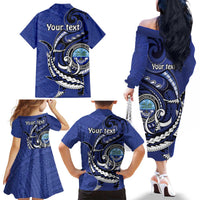 Personalized FSM 1986 Independence Day Family Matching Off The Shoulder Long Sleeve Dress and Hawaiian Shirt Polynesian Shark Tattoo Style LT9 - Polynesian Pride