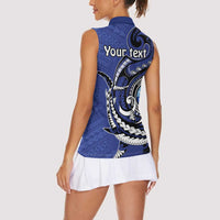Personalized FSM 1986 Independence Day Women Sleeveless Polo Shirt Polynesian Shark Tattoo Style LT9 - Polynesian Pride
