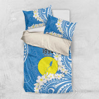 Personalized Palau 1994 Belau Rekid Bedding Set Polynesian Plumeria Style