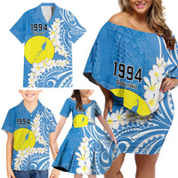 Personalized Palau 1994 Belau Rekid Family Matching Off Shoulder Short Dress and Hawaiian Shirt Polynesian Plumeria Style LT9 - Polynesian Pride