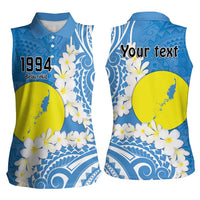 Personalized Palau 1994 Belau Rekid Women Sleeveless Polo Shirt Polynesian Plumeria Style LT9 - Polynesian Pride