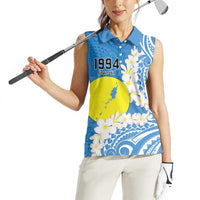 Personalized Palau 1994 Belau Rekid Women Sleeveless Polo Shirt Polynesian Plumeria Style LT9 - Polynesian Pride