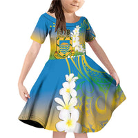 Personalised Tuvalu 1978 Independence Day Family Matching Off Shoulder Short Dress and Hawaiian Shirt Polynesian Plumeria Style LT9 Daughter's Dress Gradient - Polynesian Pride