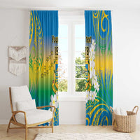 Personalised Tuvalu 1978 Independence Day Window Curtain Polynesian Plumeria Style LT9 - Polynesian Pride