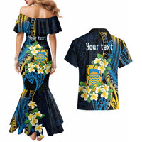 Personalised Tuvalu Beautiful Plumeria Flower Couples Matching Mermaid Dress and Hawaiian Shirt LT9 - Polynesian Pride