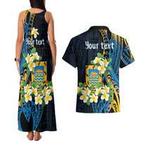Personalised Tuvalu Beautiful Plumeria Flower Couples Matching Tank Maxi Dress and Hawaiian Shirt LT9 - Polynesian Pride