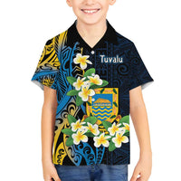 Personalised Tuvalu Beautiful Plumeria Flower Family Matching Long Sleeve Bodycon Dress and Hawaiian Shirt LT9 Son's Shirt Black - Polynesian Pride