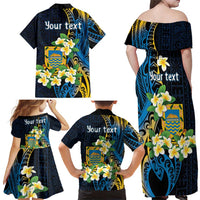 Personalised Tuvalu Beautiful Plumeria Flower Family Matching Off Shoulder Maxi Dress and Hawaiian Shirt LT9 - Polynesian Pride