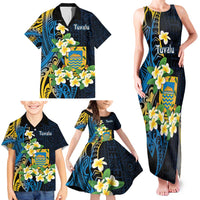 Personalised Tuvalu Beautiful Plumeria Flower Family Matching Tank Maxi Dress and Hawaiian Shirt LT9 - Polynesian Pride