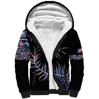 New Zealand Sherpa Hoodie Aotearoa Silver Fern Mixed Papua Shell Purple Vibe LT9 Unisex Purple - Polynesian Pride