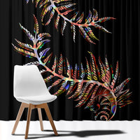 New Zealand Window Curtain Aotearoa Silver Fern Mixed Papua Shell Red Vibe LT9 - Polynesian Pride