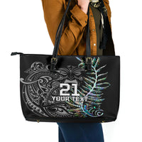 Custom New Zealand Rugby Leather Tote Bag NZ Black Fern Champions History With Papua Shell LT9 - Polynesian Pride