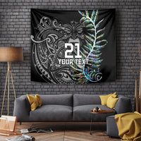Custom New Zealand Rugby Tapestry NZ Black Fern Champions History With Papua Shell LT9 Black - Polynesian Pride