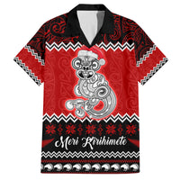 Personalised New Zealand Christmas Family Matching Long Sleeve Bodycon Dress and Hawaiian Shirt Maori Tiki Meri Kirihimete LT9 Dad's Shirt - Short Sleeve Red - Polynesian Pride