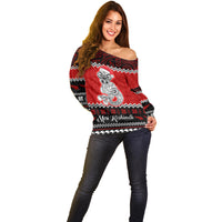 Personalised New Zealand Christmas Off Shoulder Sweater Maori Tiki Meri Kirihimete LT9 - Polynesian Pride