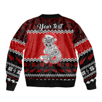 Personalised New Zealand Christmas Sleeve Zip Bomber Jacket Maori Tiki Meri Kirihimete LT9 - Polynesian Pride