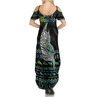 Personalised New Zealand Christmas Family Matching Summer Maxi Dress and Hawaiian Shirt Maori Fern Manaia Meri Kirihimete with Papaua Shell LT9 - Polynesian Pride