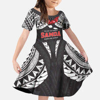 Samoa Black Saturday Family Matching Mermaid Dress and Hawaiian Shirt Samoa mo Samoa with Black Ula Fala LT9 Daughter's Dress Black - Polynesian Pride