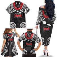 Samoa Black Saturday Family Matching Off The Shoulder Long Sleeve Dress and Hawaiian Shirt Samoa mo Samoa with Black Ula Fala LT9 - Polynesian Pride