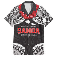 Samoa Black Saturday Family Matching Off The Shoulder Long Sleeve Dress and Hawaiian Shirt Samoa mo Samoa with Black Ula Fala LT9 Dad's Shirt - Short Sleeve Black - Polynesian Pride