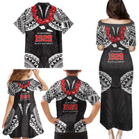Samoa Black Saturday Family Matching Puletasi and Hawaiian Shirt Samoa mo Samoa with Black Ula Fala